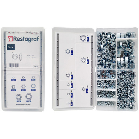 ASSORTMENT BOX OF GRADE 8 HEXAGON NUTS M3-0.50 → M12-1.75 DIN 934