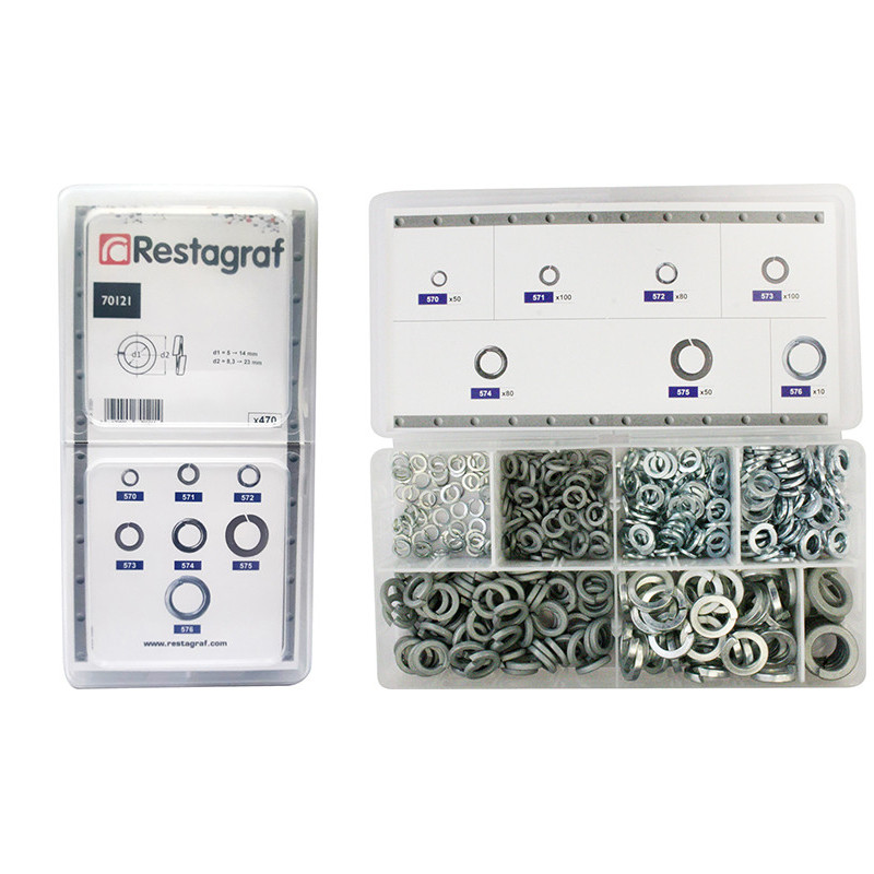 MINI-COFFRET D'ASSORTIMENT DE RONDELLES GROWER Ø 5 → 14 mm NFE 25-515