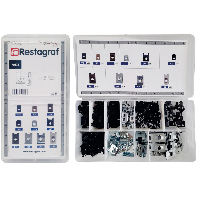 MINI-COFFRET D'ASSORTIMENT DE CLIP-ÉCROUS À PINCER