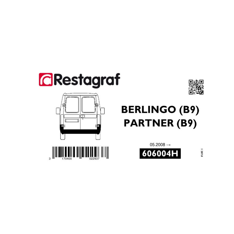 Kit de Fixations pour bouclier AR BERLINGO / PARTNER (B9) VP/VU Toutes versions 05.2008 → 04.2022