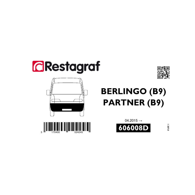 Kit de Fixations pour bouclier AV BERLINGO PARTNER (B9) VP/VU (Phase 3) 04.2015 → 04.2022