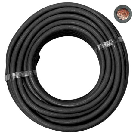COURONNE DE 25 MÈTRES DE FIL ÉLECTRIQUE 35 mm² NOIR POUR BATTERIE