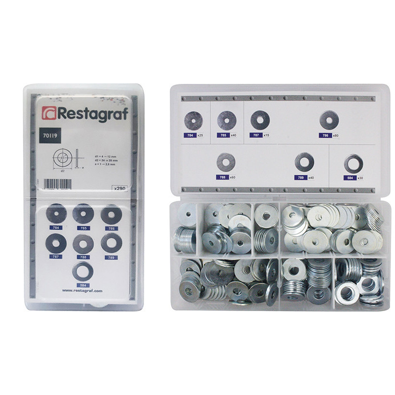 ASSORTMENT BOX OF FLAT WASHERS Ø 4 → 12 X 24 mm