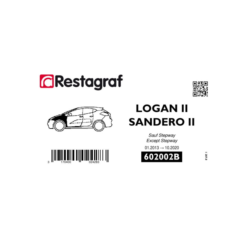 Kit de Fixations pour aile AV LOGAN II / SANDERO II 01.2013 → 10.2020 sauf Stepway