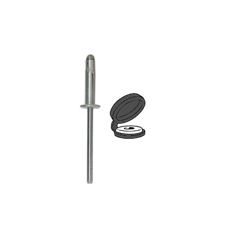 RIVET EXPANSÉ Ø 4 X 17.5 mm AVEC CHAPO® NOIR (NON ASSEMBLÉ) POUR PLAQUE D'IMMATRICULATION