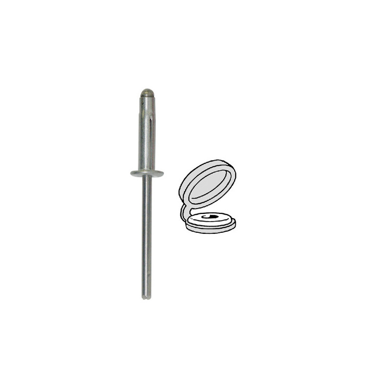 SPREADING RIVET Ø 4 X 17.5 mm WITH WHITE CHAPO® (UNASSEMBLED) FOR NUMBERPLATE