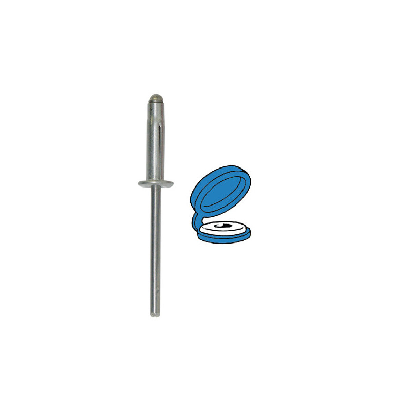EXPENDERENDE KLINKNAGEL  Ø 4 X 17.5 mm MET BLAUWE CHAPO® (ONGEMONTEERD) VOOR NUMMERPLAAT