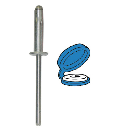 RIVET EXPANSÉ Ø 4 X 17.5 mm AVEC CHAPO® BLEU (NON ASSEMBLÉ) POUR PLAQUE D'IMMATRICULATION
