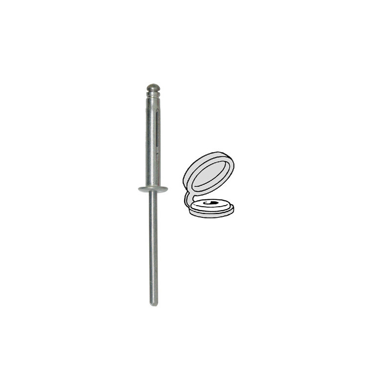 SPREADING RIVET Ø 4 X 25 mm WITH WHITE CHAPO® (UNASSEMBLED) FOR NUMBERPLATE