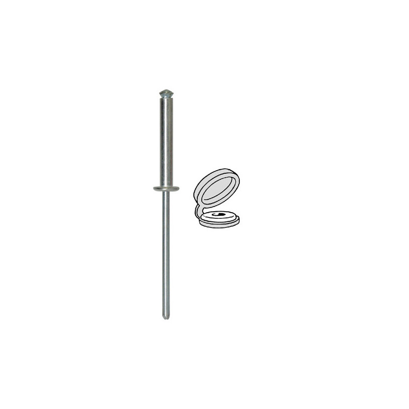 PEELED RIVET Ø 4 X 26 mm WITH WHITE CHAPO® (UNASSEMBLED) FOR NUMBERPLATE