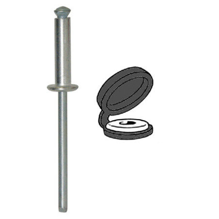 PEELED RIVET Ø 4 X 16 mm WITH BLACK CHAPO® (UNASSEMBLED) FOR NUMBERPLATE