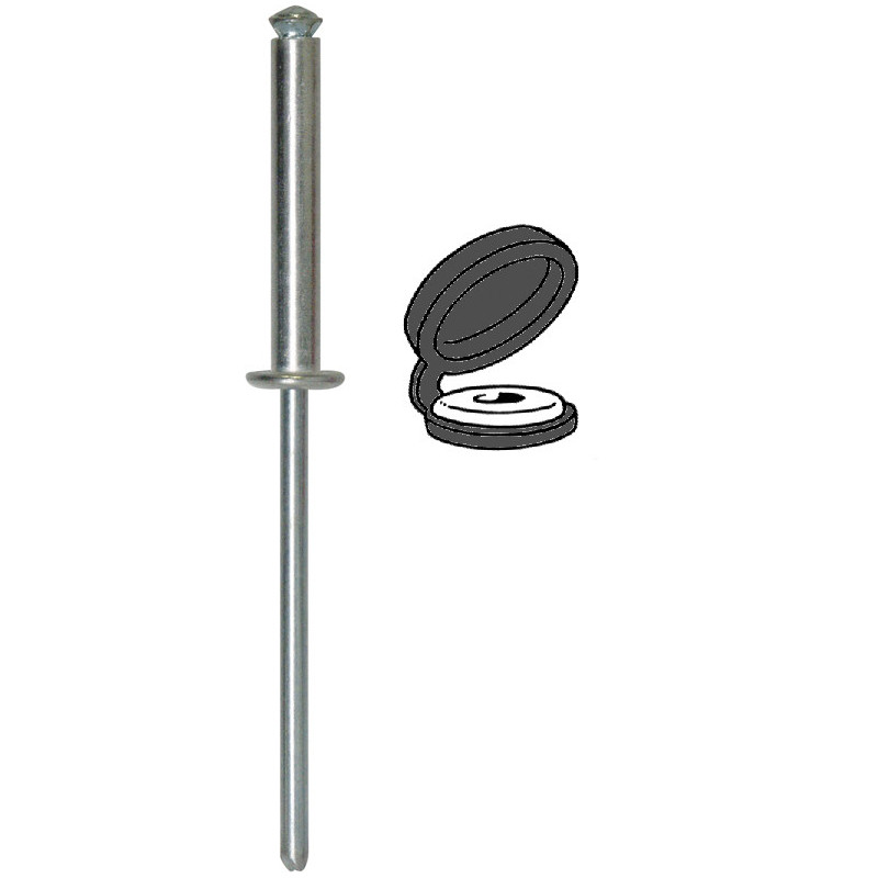PEELED RIVET Ø 4 X 26 mm WITH BLACK CHAPO® (UNASSEMBLED) FOR NUMBERPLATE