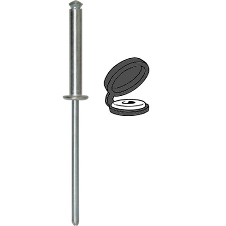 PEELED RIVET Ø 4 X 26 mm WITH BLACK CHAPO® (UNASSEMBLED) FOR NUMBERPLATE