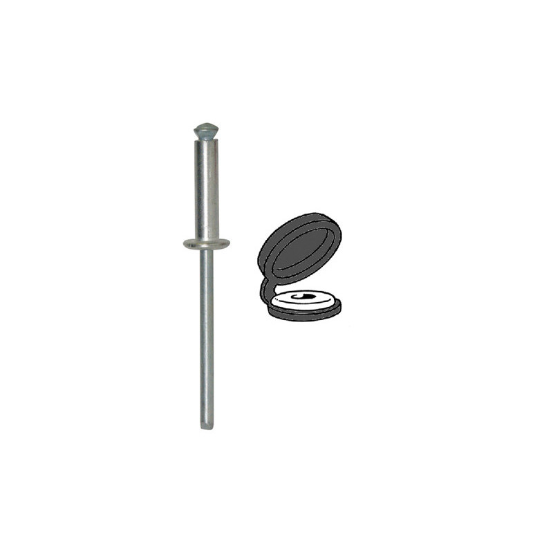 PEELED RIVET Ø 4 X 16 mm WITH BLACK CHAPO® (UNASSEMBLED) FOR NUMBERPLATE
