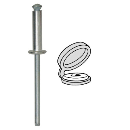 PEELED RIVET Ø 4 X 16 mm WITH WHITE CHAPO® (UNASSEMBLED) FOR NUMBERPLATE