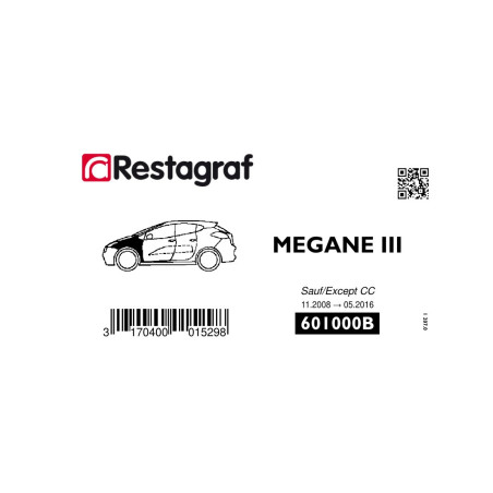 Fasteners kit for front fender MEGANE III All versions except Convertible 11.2008 → 05.2016
