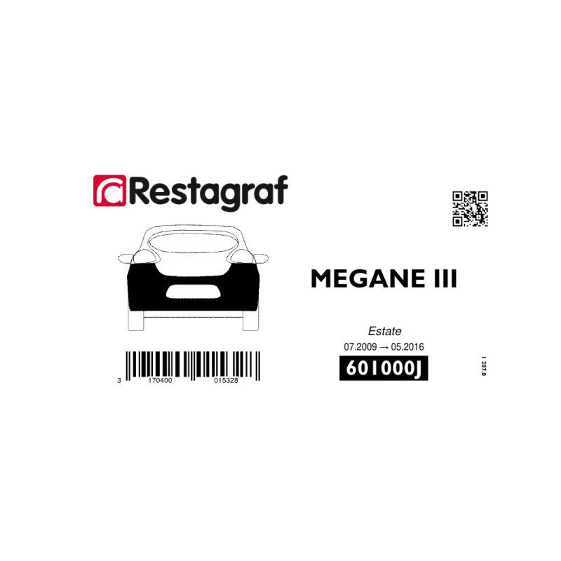 Befestigungssatz für die hintere stoßstange MEGANE III Estate (Phase 1-2-3) 07.2009 → 05.2016