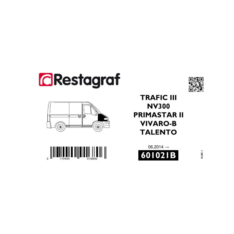 Fasteners kit for front fender TRAFIC III All versions 06.2014 →