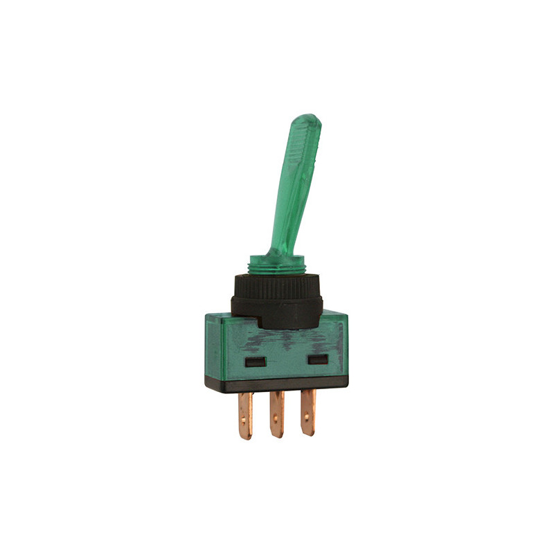 TUIMELSCHAKELAAR  Ø 12 mm 12 V - 20 A / 3 GROEN VERLICHTE PENNEN