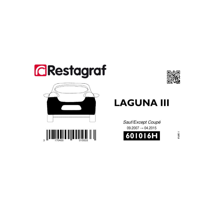 Befestigungssatz für die hintere stoßstange LAGUNA III Berline 09.2007 → 04.2015