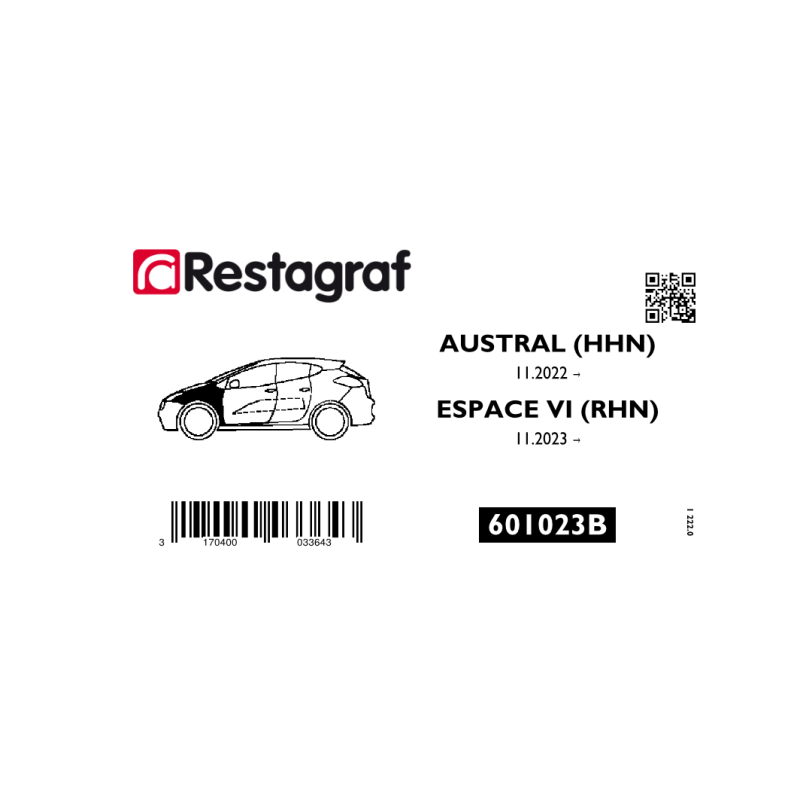 Fasteners kit for front fender AUSTRAL 11.2022 →  / ESPACE VI 11.2023 →