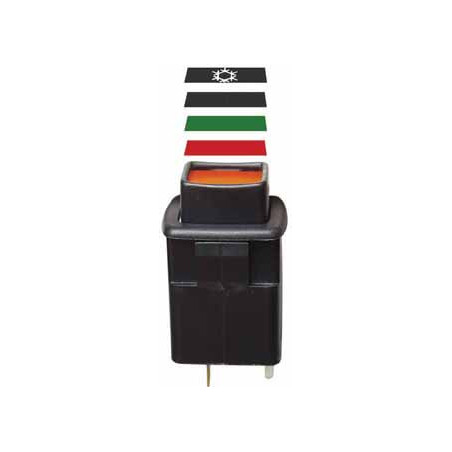 DRUKKNOPSCHAKELAAR 30 X 25 mm 12 V - 1 A (4 PENNEN MET 4 GEKLEURDE DIODEN)
