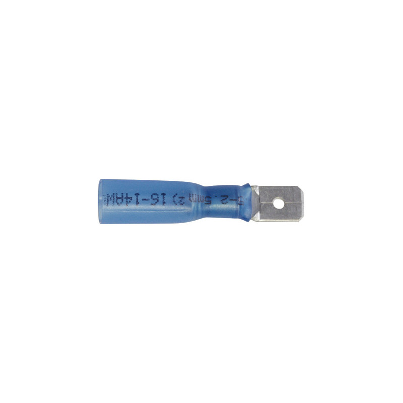 WARMTEKRIMPBARE, VOORGEÏSOLEERDE, MANNELIJKE, PLATTE KABELSCHOEN 6,35 X 0,8 mm (1,5 → 2,5 mm²)