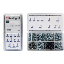 MINI-COFFRET D'ASSORTIMENT DE VIS À MÉTAUX TÊTE FRAISÉE CL6.8 ZN BLANC M4-0.70→ M8-1.25 DIN 965