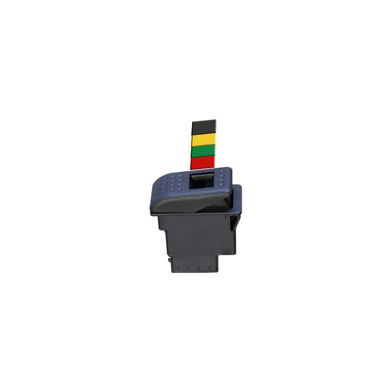 ROCKER SWITCH 29,1 X 44,1 mm 12/24V - 8/6A 4 PIN WITH 4 COLORS INDICATOR LIGHT