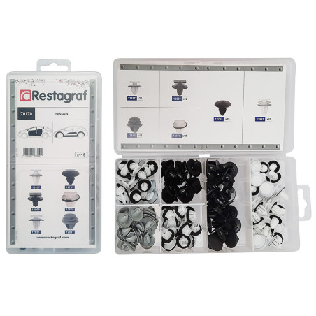 MINI-COFFRET D'ASSORTIMENT D'AGRAFES DE PANNEAUX ET MOULURES TYPE NISSAN