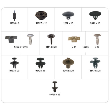 COFFRET D'ASSORTIMENT DE FIXATIONS ENVIRONNEMENT MOTEUR TYPE CITROËN-PEUGEOT COFFRET D'ASSORTIMENT DE FIXATIONS ENVIRONNEMENT MOTEUR TYPE CITROËN-PEUGEOT
