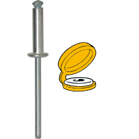 RIVET ÉPANOUI Ø 4 X 16 mm AVEC CHAPO® JAUNE POUR PLAQUE D'IMMATRICULATION RIVET ÉPANOUI Ø 4 X 16 mm AVEC CHAPO® JAUNE POUR PLAQUE D'IMMATRICULATION