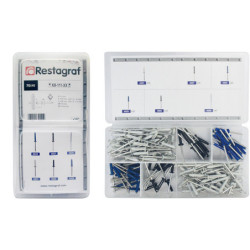 ASSORTMENT BOX OF PAINTED SPREADING RIVETS Ø 4 X 20 → Ø 4 X 26 mm