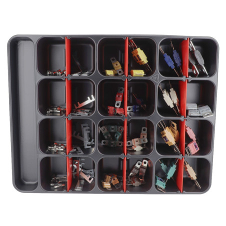 PLATEAU D'ASSORTIMENT DE FUSIBLES MIDI MÉGA VERRE ET A RUBAN PLATEAU D'ASSORTIMENT DE FUSIBLES MIDI MÉGA VERRE ET A RUBAN
