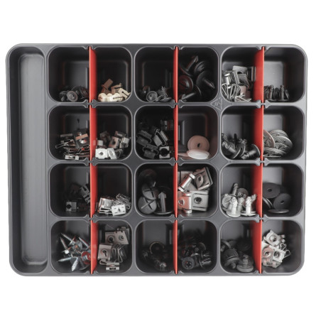PLATEAU D'ASSORTIMENT DE FIXATIONS CARÉNAGES SOUS MOTEUR TYPE AUDI-SEAT-SKODA-VOLKSWAGEN PLATEAU D'ASSORTIMENT DE FIXATIONS CARÉNAGES SOUS MOTEUR TYPE AUDI-SEAT-SKODA-VOLKSWAGEN