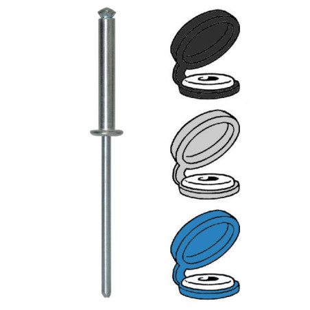 RIVETS ÉPANOUIS Ø 4 X 26 mm AVEC ASSORTIMENT DE CHAPO® POUR PLAQUE D'IMMATRICULATION RIVETS ÉPANOUIS Ø 4 X 26 mm AVEC ASSORTIMENT DE CHAPO® POUR PLAQUE D'IMMATRICULATION