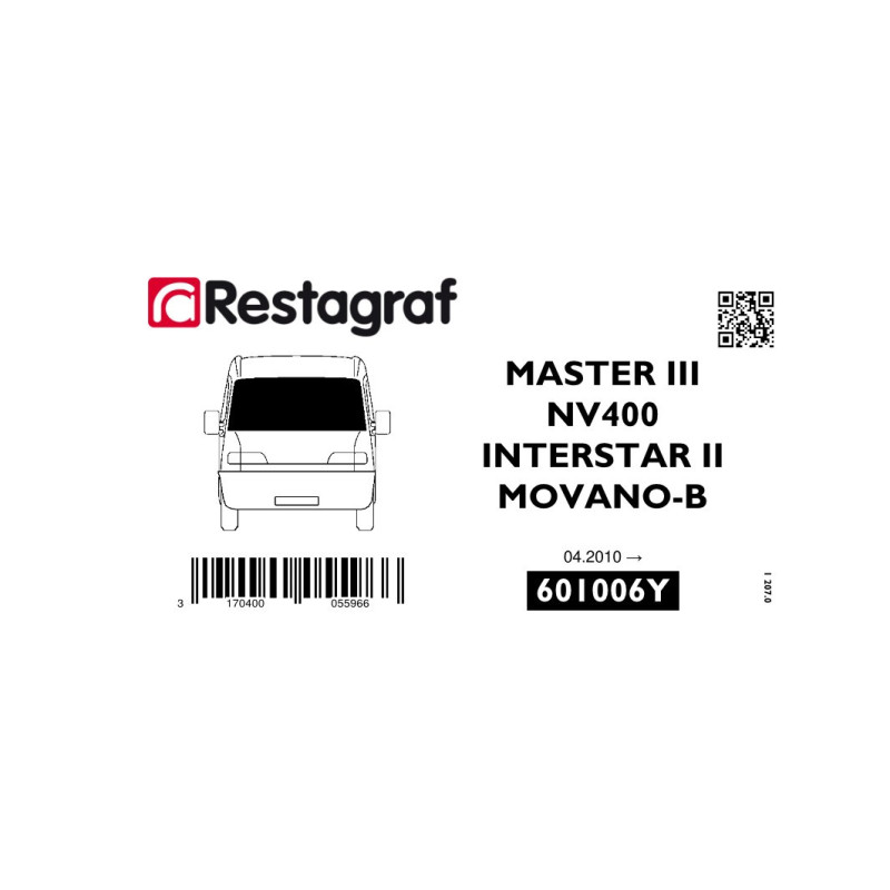 Kit de Fixations pour pare-brise MASTER III / NV400 / MOVANO B 04.2010 →