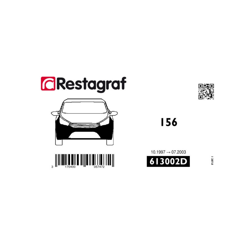 Fasteners kit for front bumper 156 10.1997 → 07.2003