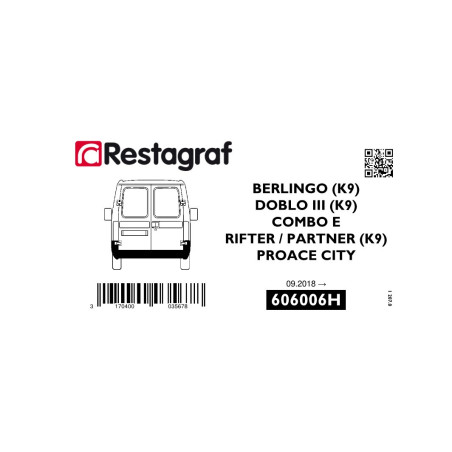 Befestigungssatz für die hintere stoßstange BERLINGO (K9) / COMBO E  / DOBLO III / PROACE CITY / PARTNER (K9)  09.2018 →