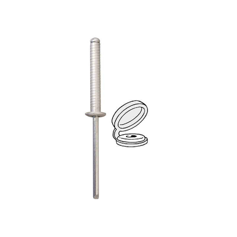 GERIBDE KLINKNAGEL  Ø 4 X 26 mm MET WITTE CHAPO® VOOR NUMMERPLAAT