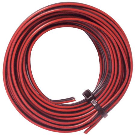 ELEKTRODRAHT 2X0,5 mm² SCHWARZ/ROT FÜR LAUTSPRECHER, 5 M AUFGEROLLT
