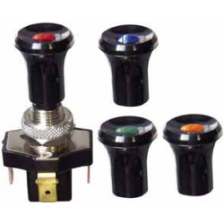 INTERRUPTEUR À TIRETTE Ø 12 mm 12V - 12A (3 BROCHES AVEC TÉMOINS 4 COULEURS)