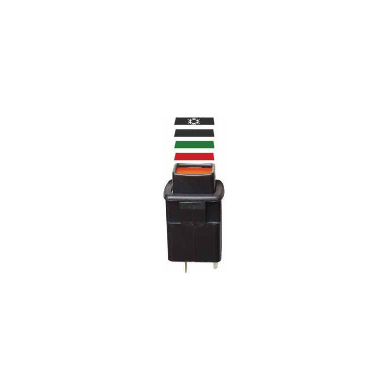 DRUCKSCHALTER 30 X 25 mm 12V - 1A (4-POLIG MIT 4 FARBIGEN ANZEIGEN)