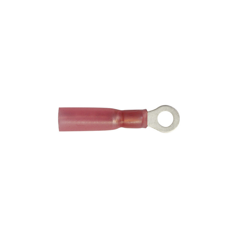 RODE, VOORGEÏSOLEERDE, RONDE KABELSCHOEN  Ø 4 mm (0,3 → 1,5 mm²)  WARMTEKRIMPBARE