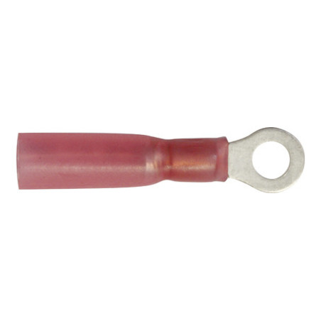 RODE, VOORGEÏSOLEERDE, RONDE KABELSCHOEN  Ø 4 mm (0,3 → 1,5 mm²)  WARMTEKRIMPBARE