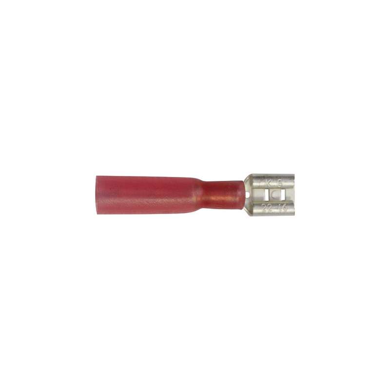 HEAT-SHRINKABLE FEMALE PRE-INSULATED FLAT TERMINAL 6,35 x 0,8 mm (0,3 → 1,5 mm²)