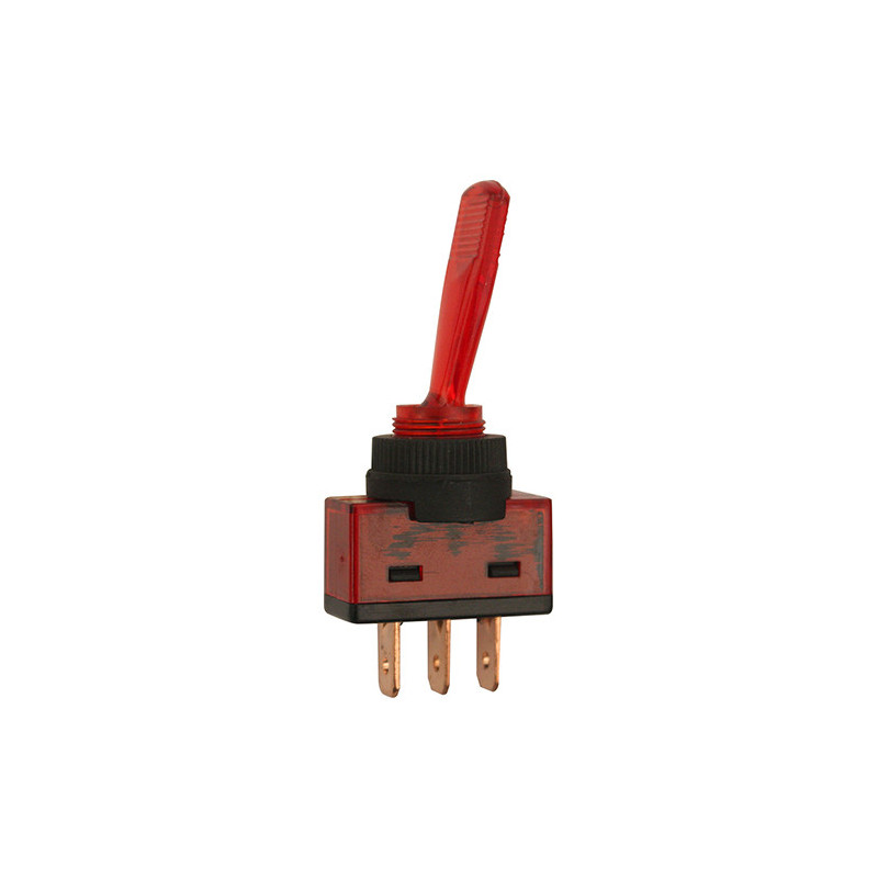 TUIMELSCHAKELAAR  Ø 12 mm 12 V - 20 A / 3 ROOD VERLICHTE PENNEN