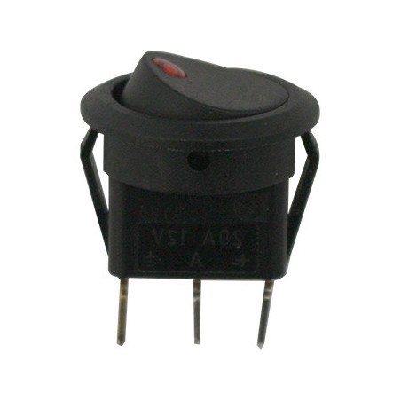 KIPPSCHALTER Ø 20 mm 12V - 12A, 3-POLIG MIT ROTER ANZEIGE