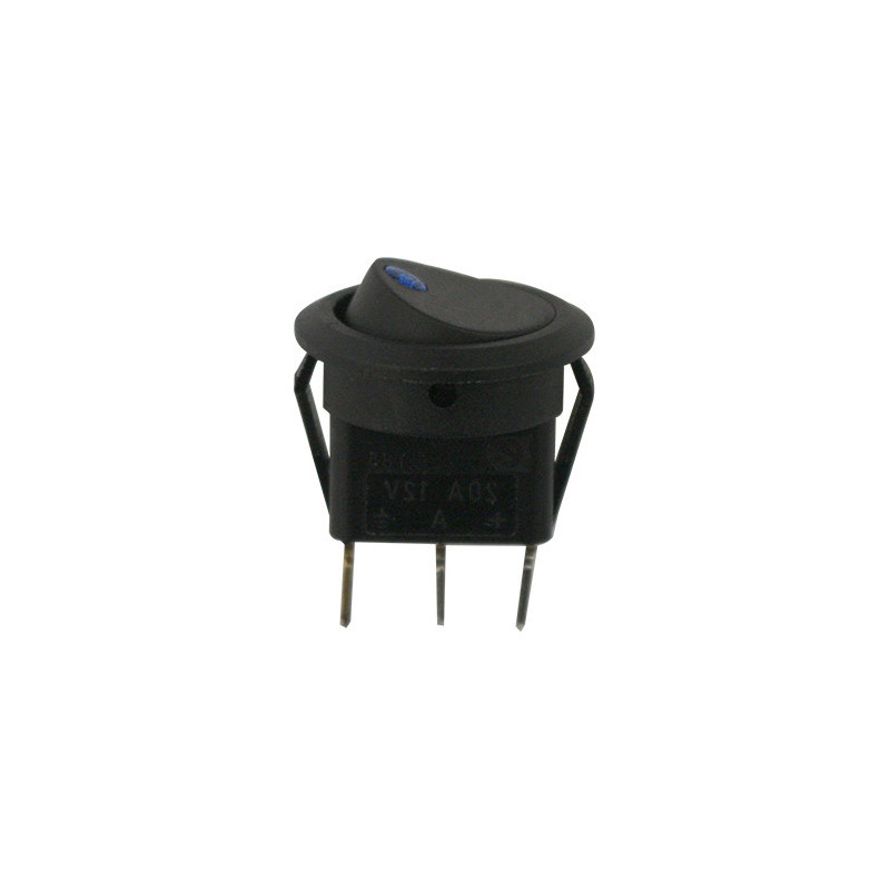 WIPSCHAKELAAR  Ø 20 mm 12 V - 20 A / 3 PENNEN MET BLAUWE DIODE