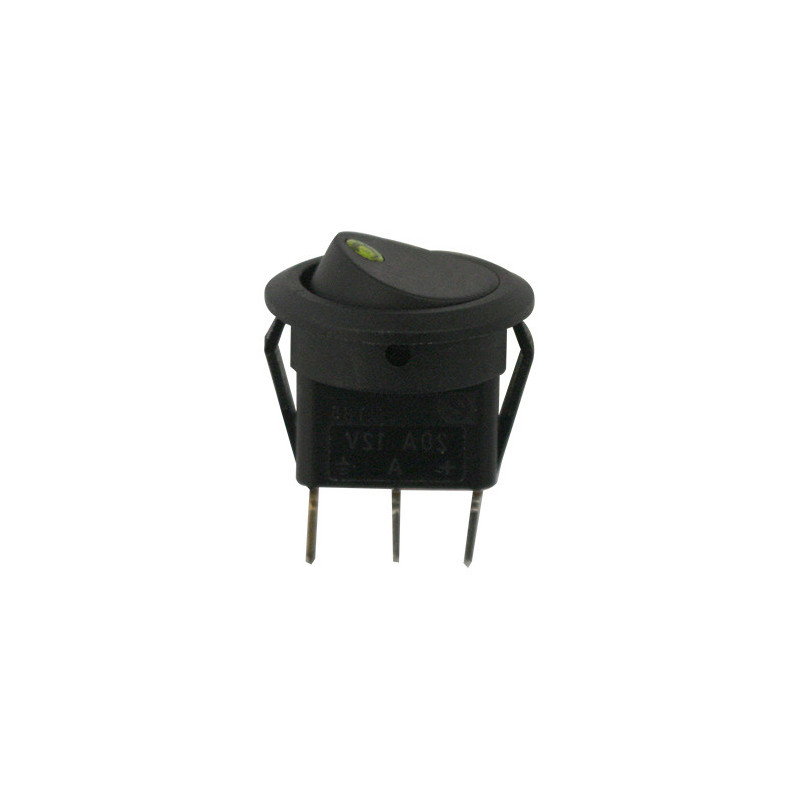 KIPPSCHALTER Ø 20 mm 12V - 1220A, 3-POLIG MIT GRÜNER ANZEIGE
